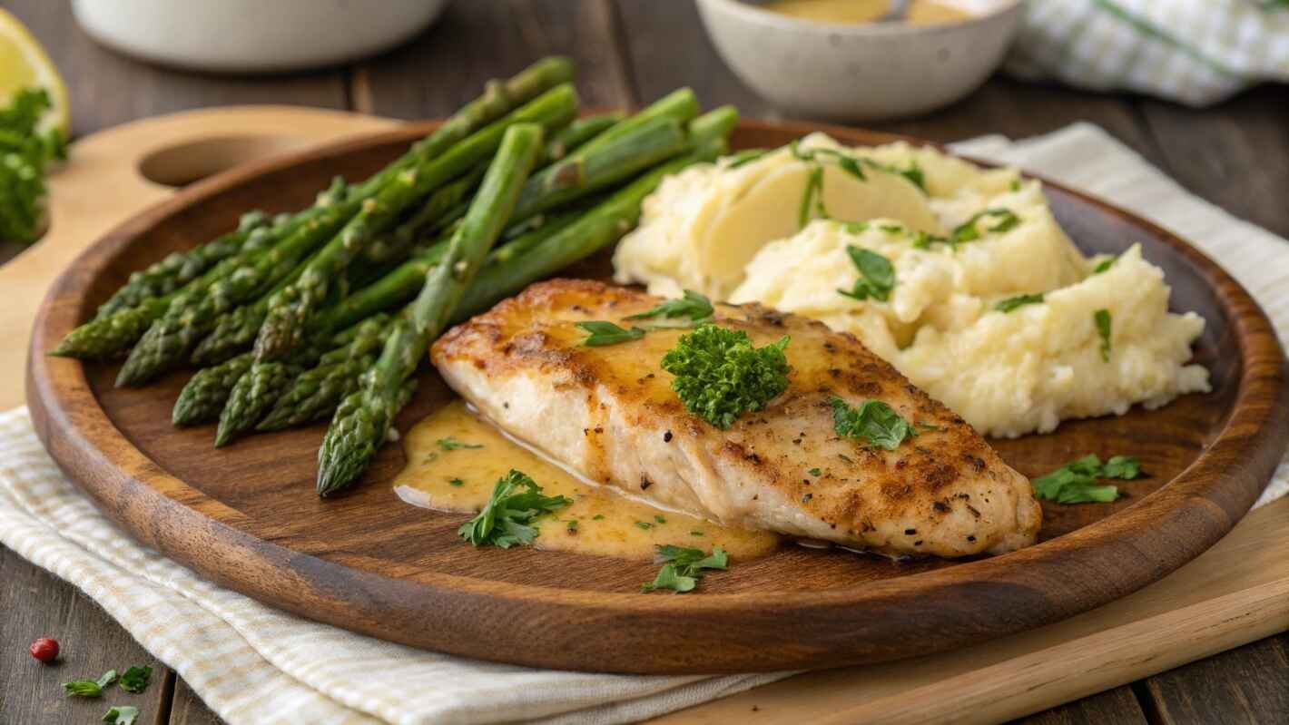 A Beautifully Plated Garlic Butter Chicken Breast,