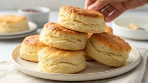 A Plate Of Freshly Baked Golden Biscuits