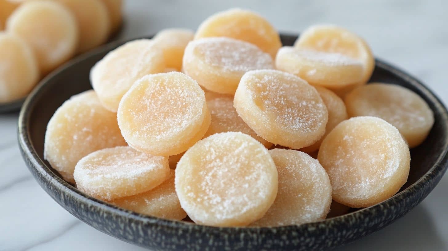A Stack Of Frozen Mini Pancakes, Neatly Arranged On A Plate, Showing Their Frosty Texture And Ready For Air Frying.