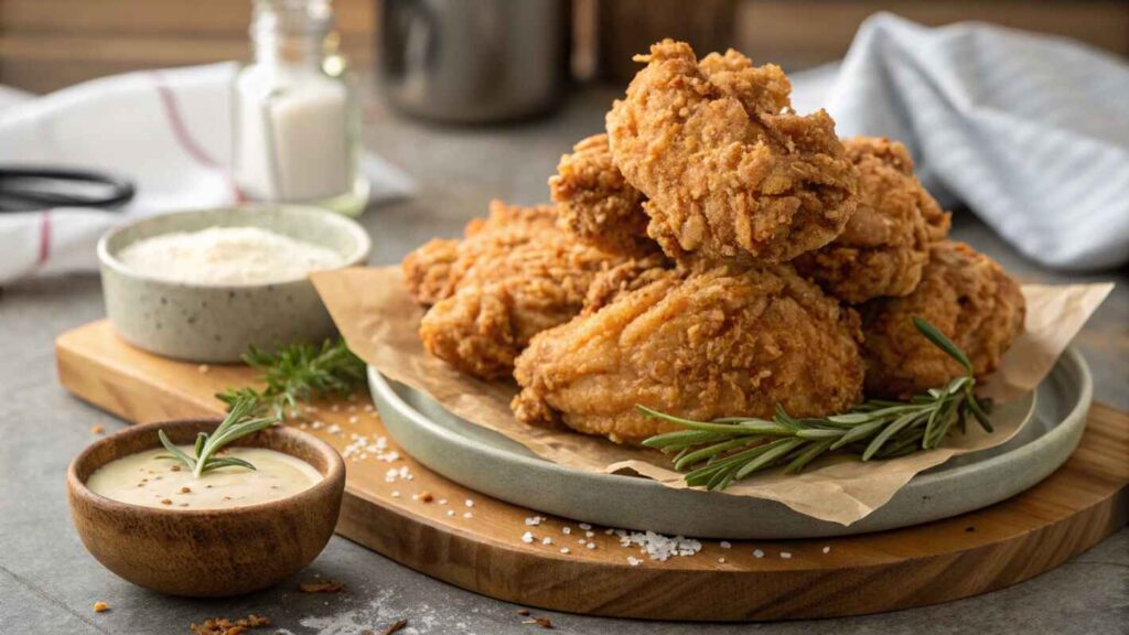 Crispy Buttermilk Fried Chicken Brine Recipe With Honey Drizzle