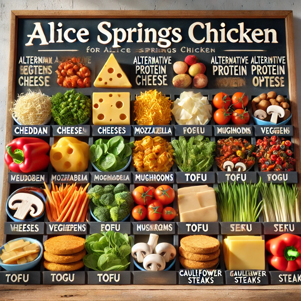 Labeled ingredients for variations, such as dairy-free cheese or vegetable toppings