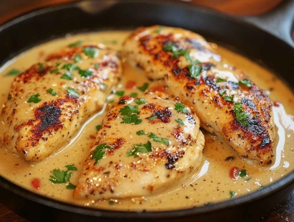 Mississippi Chicken, A Delicious Southern Style Dish Featuring Tender, Golden Browned Chicken Breasts Simmered In A Rich, Creamy Sauce.