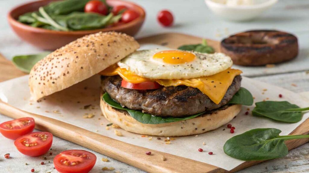 A Freshly Made Steak Egg And Cheese Bagels