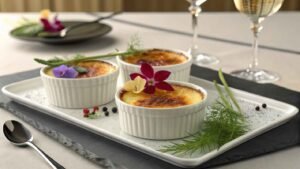 An Elegant And Appetizing Image Of Crab Brûlée