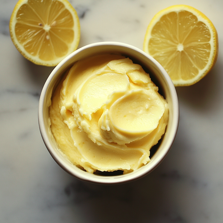 Thawing frozen lemon butter in a container.
