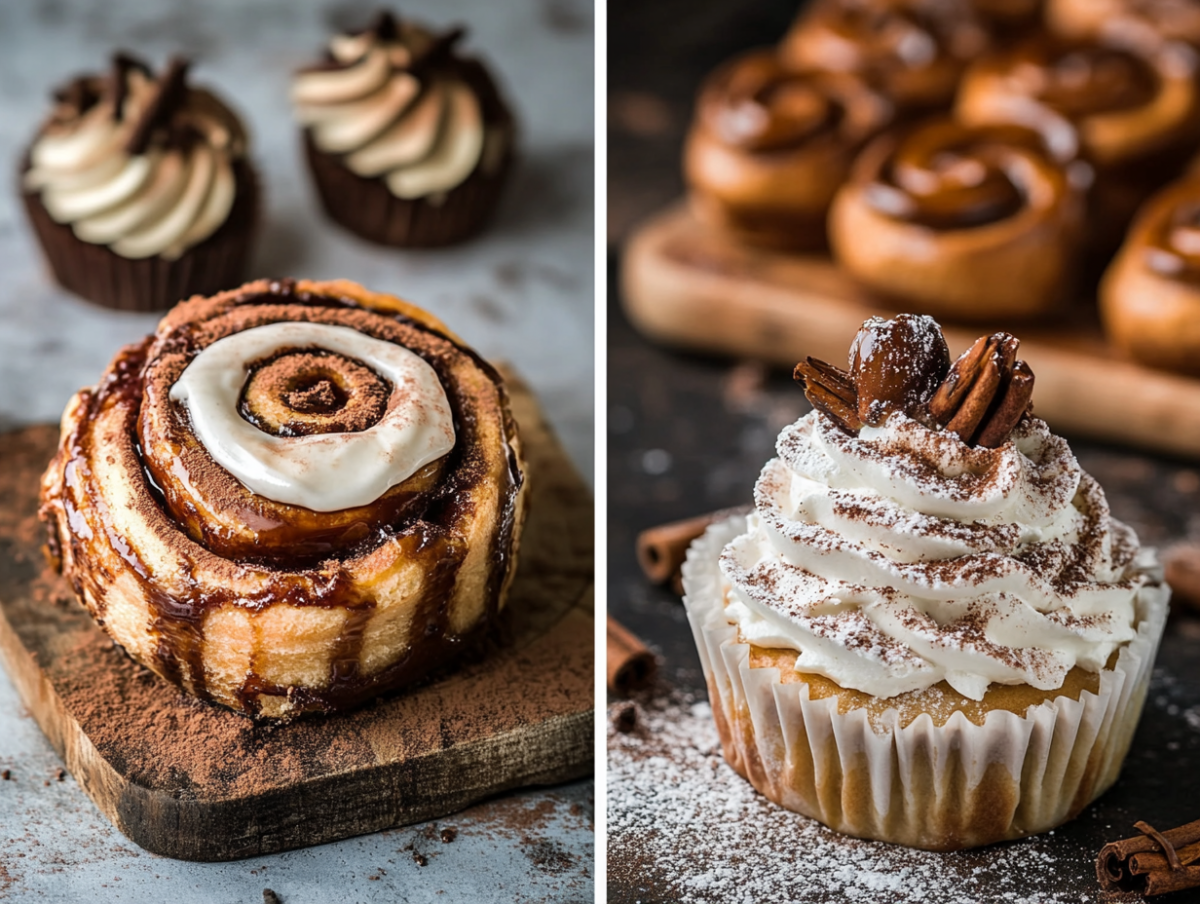 A comparison of cinnamon rolls and Cinnabon showcasing differences in taste, texture, ingredients, and preparation methods.