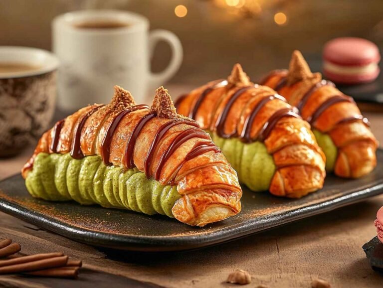 An Artistic Reinterpretation Of Lobster Tail Pastry Recipe Variation Inspired By Global Cuisines One Pastry Infused With Vibrant Green Matcha Cream,