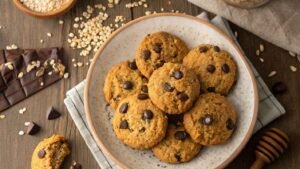 A Plate Filled With Freshly Baked Protein Cookie Recipe