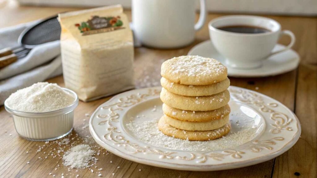 Traditional Flour Cookies On A Decorative White Ceramic Plate