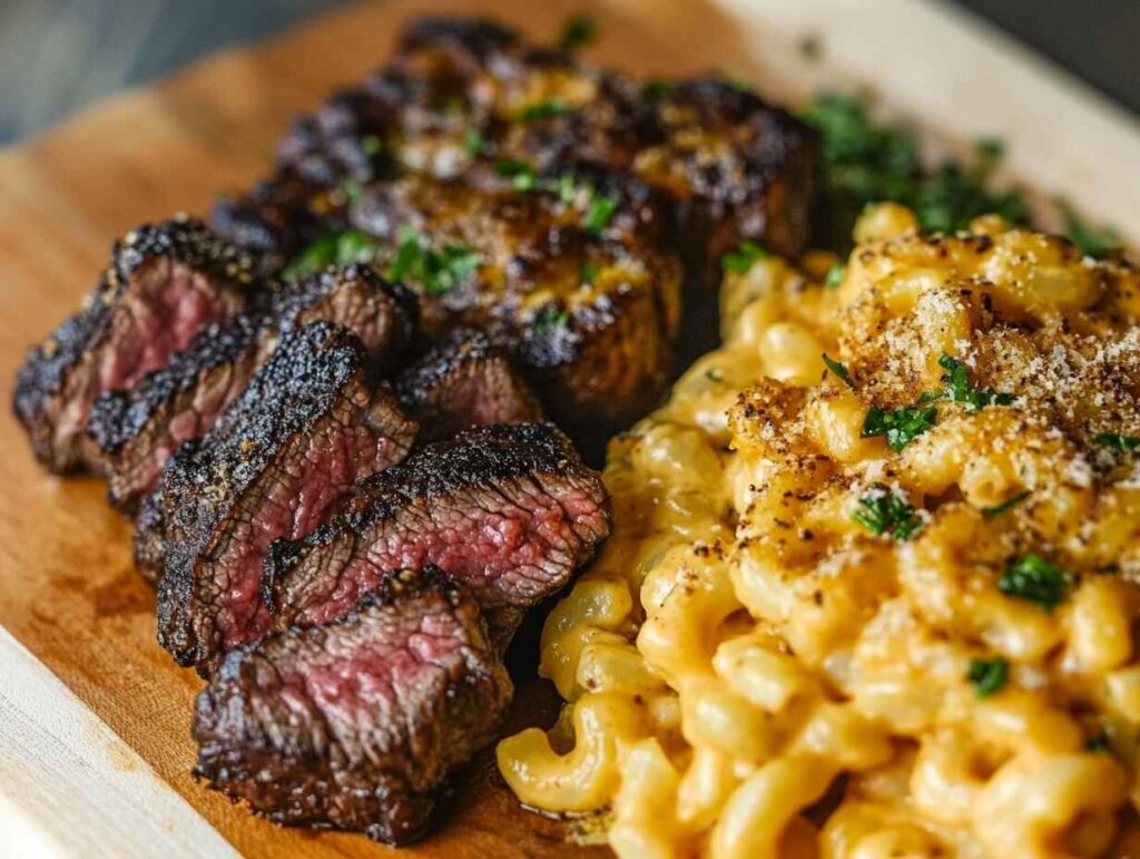 Garlicky Steak Bites Mac And Cheese