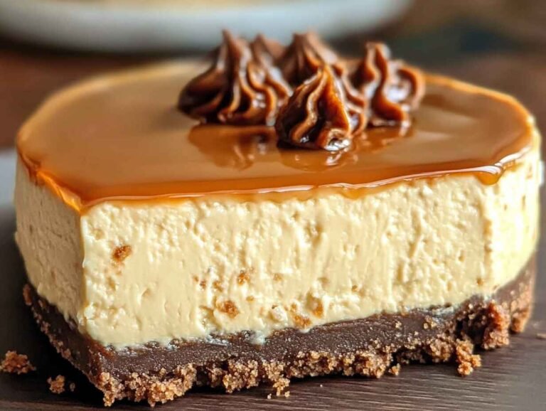 No-bake caramel cheesecake With A Glossy Caramel Topping